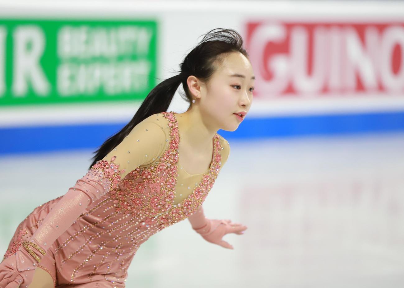 女子SP当日の公式練習に参加した松生理乃（撮影・藤塚大輔）