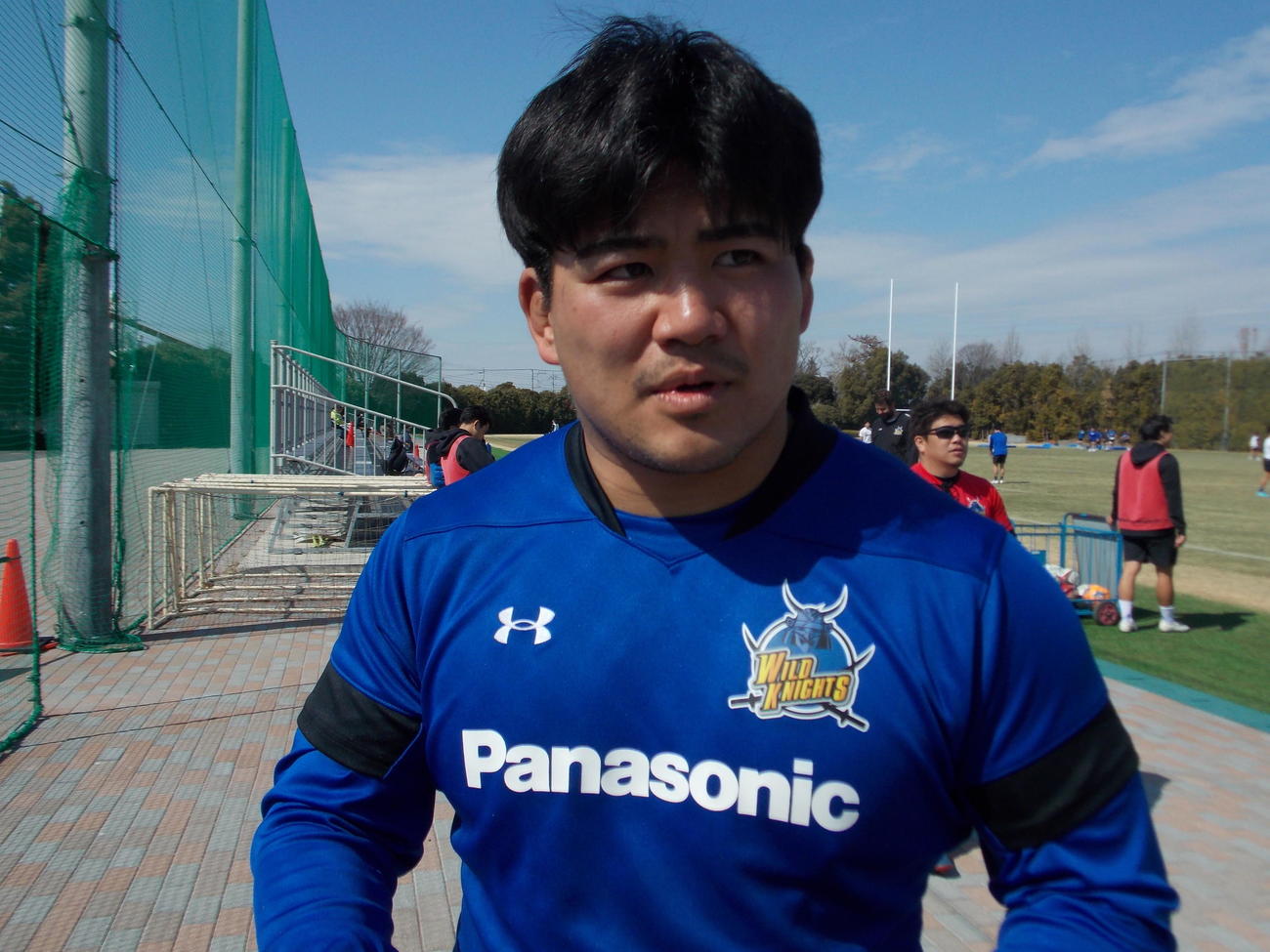 神戸戦に向けて思いを語る埼玉フッカー佐藤健次（撮影・松本航）