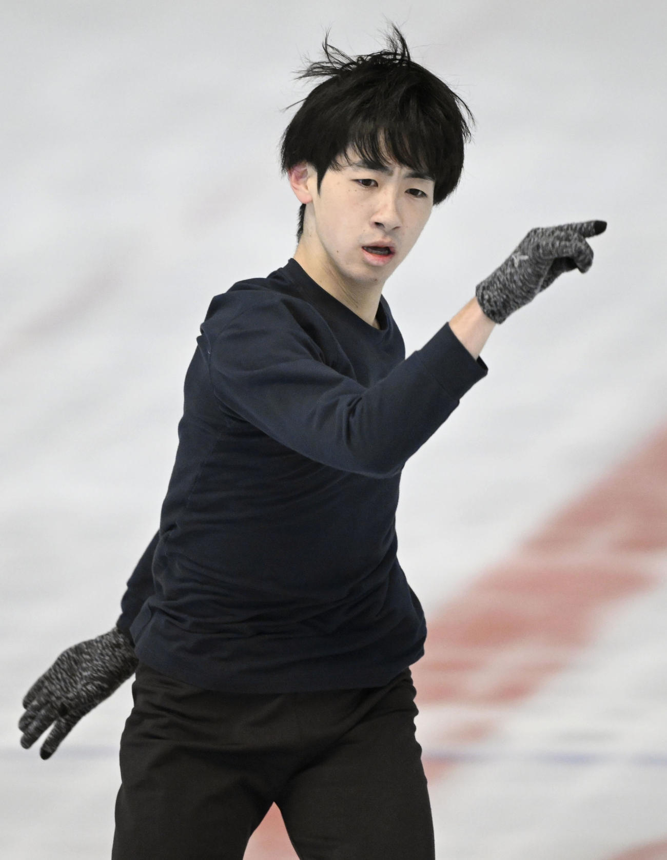 練習を公開したフィギュアスケート男子の壷井達也（共同）