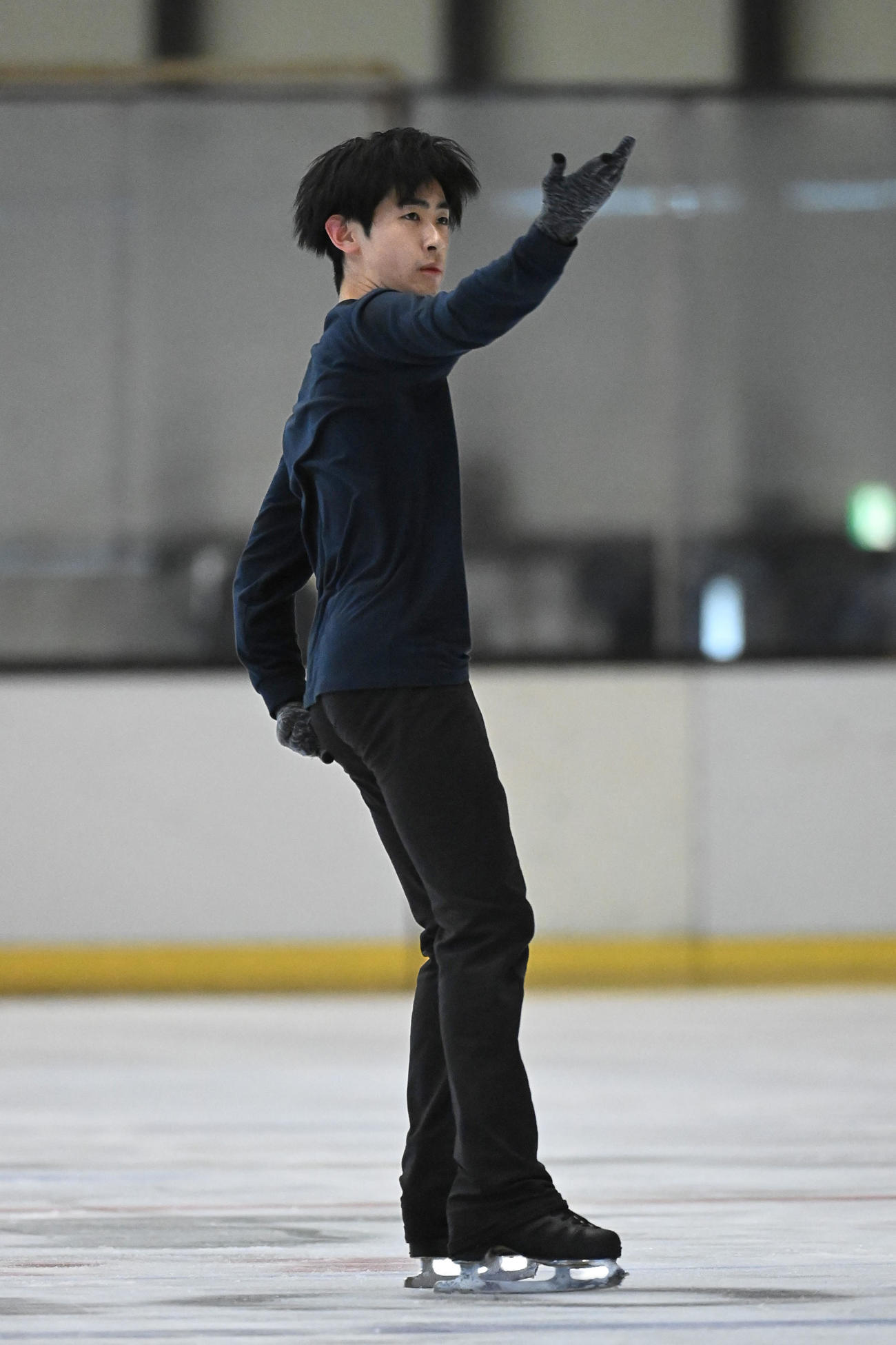 練習を公開したフィギュアスケート男子の壷井達也（撮影・滝沢美穂子）
