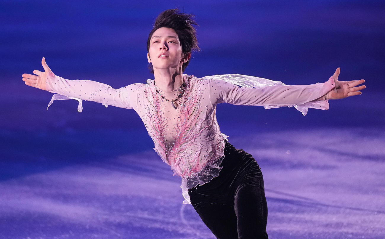 演技する羽生結弦さん（撮影・鈴木みどり）