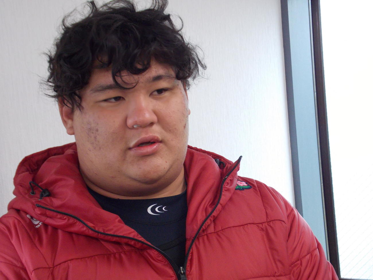 合同練習を終えて思いを語る、高校日本代表プロップ平山風希（撮影・松本航）