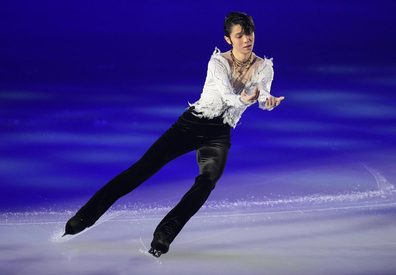 演技する羽生結弦さん（撮影・鈴木みどり）