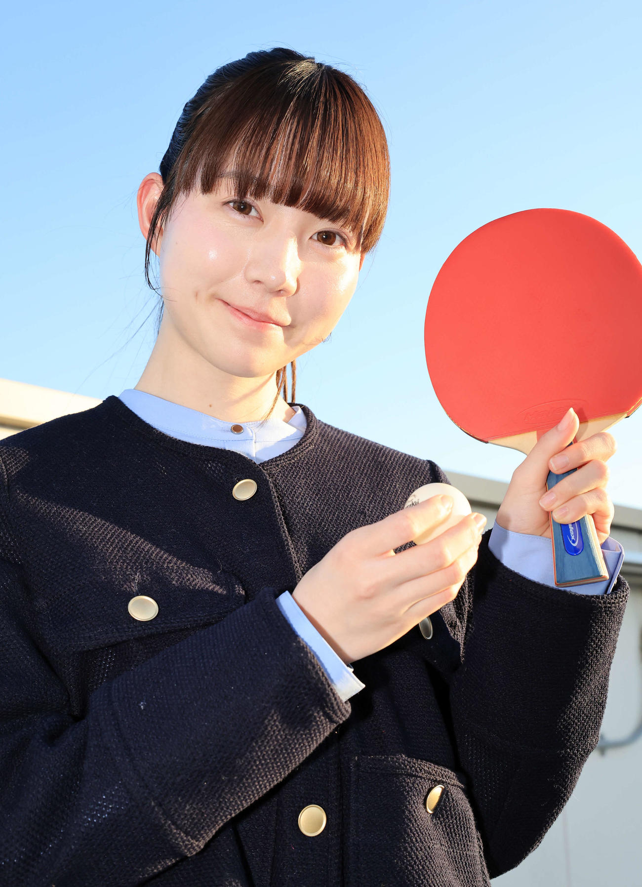 2月、来社した“卓球天使”の菊池日菜