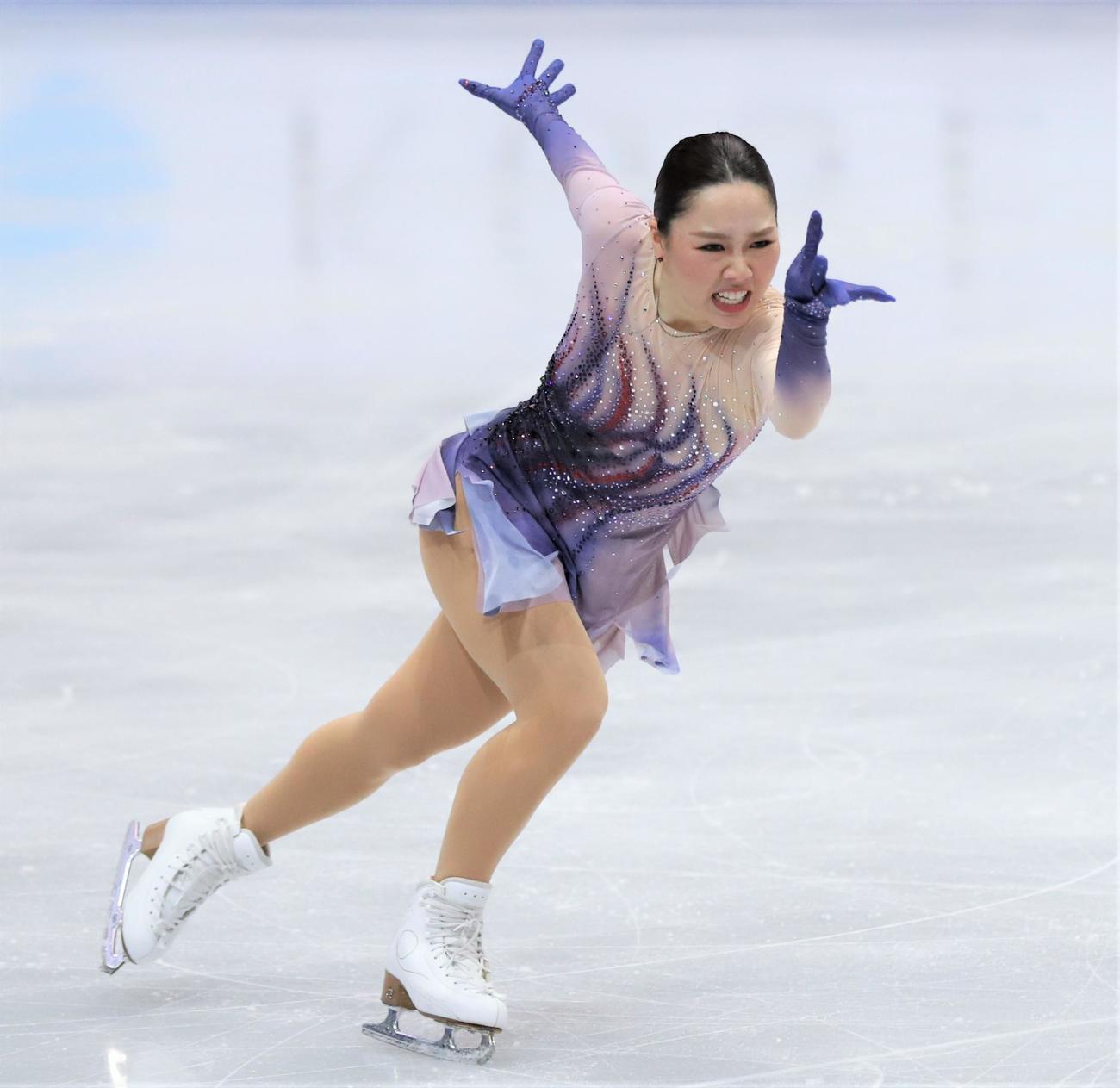 世界選手権女子フリーで演技を披露する樋口新葉（撮影・藤塚大輔）
