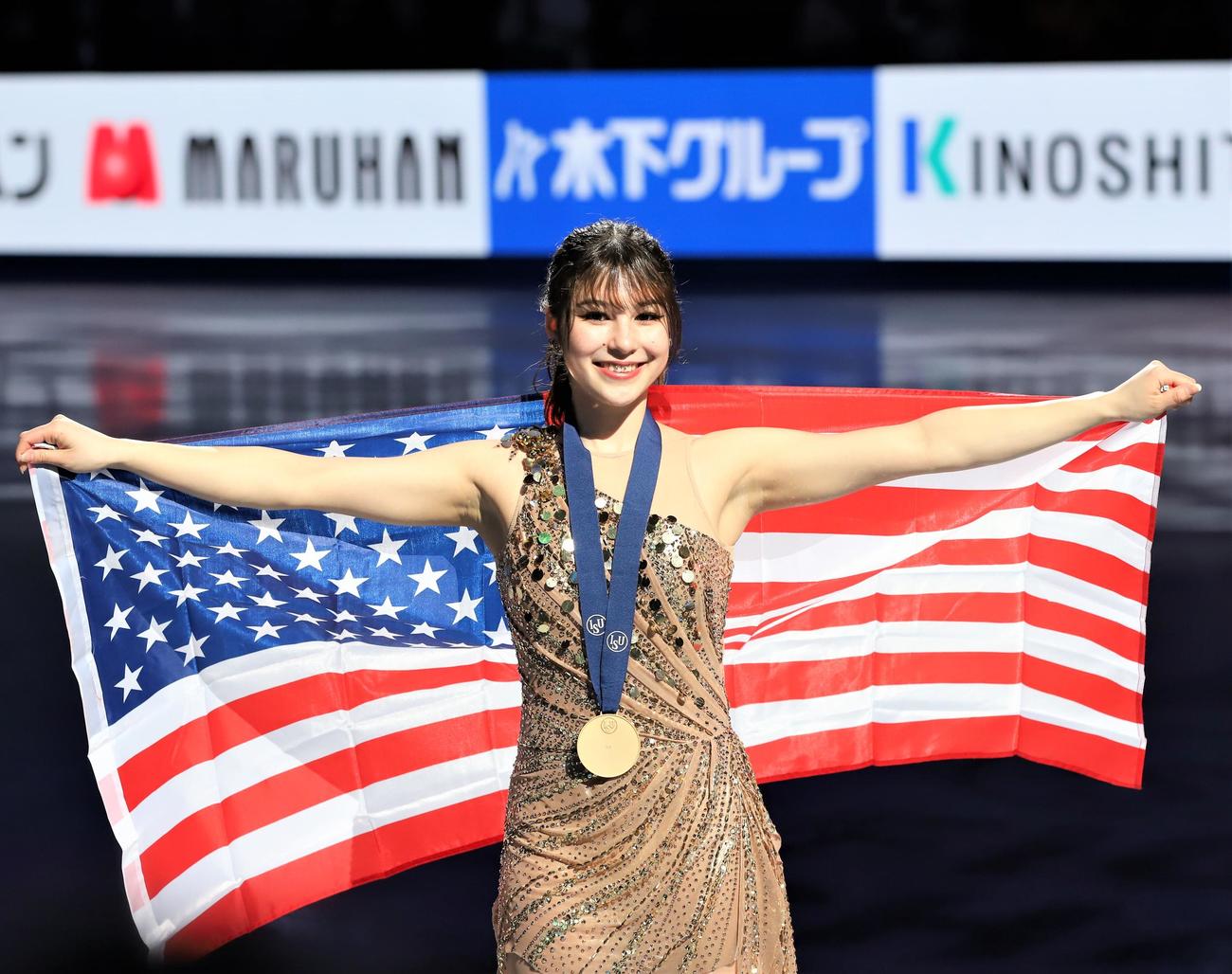 世界選手権女子で優勝したアリサ・リュウ（撮影・藤塚大輔）