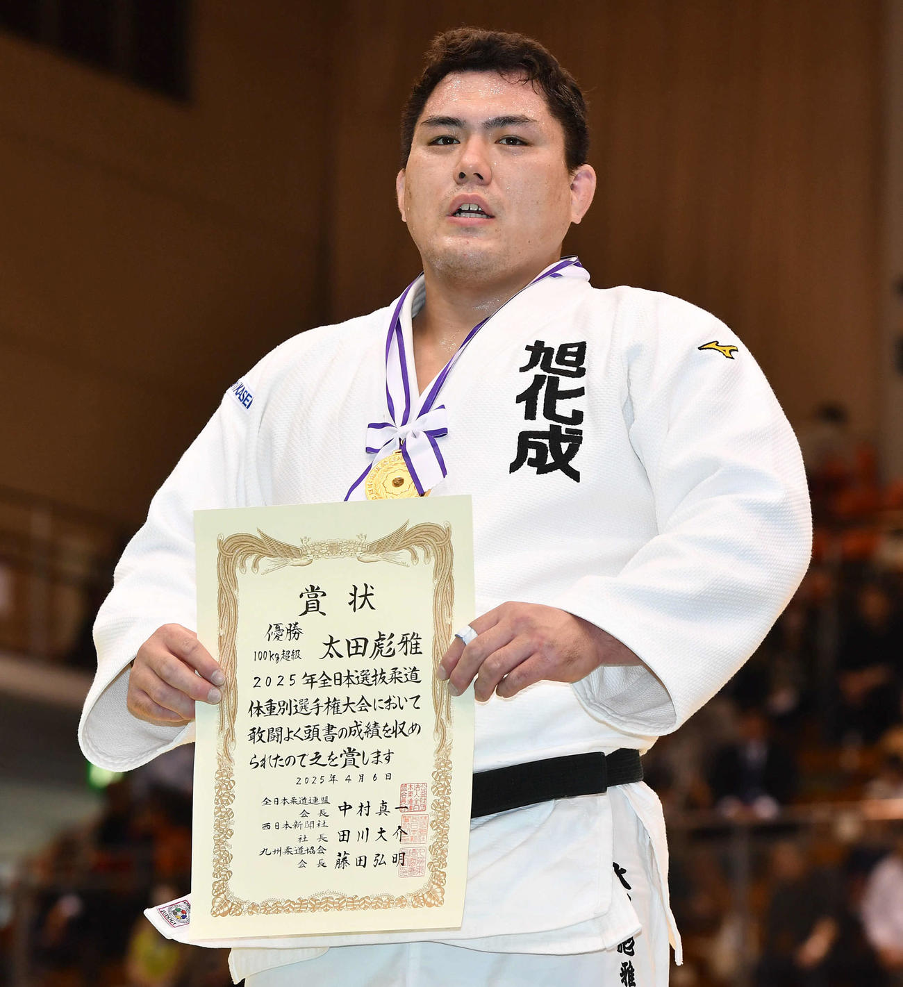 男子100キロ超級で優勝した太田彪雅（撮影・岩下翔太）