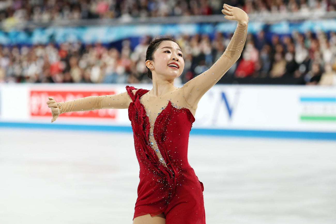 女子フリー　華麗な演技を披露する千葉（撮影・宮地輝）