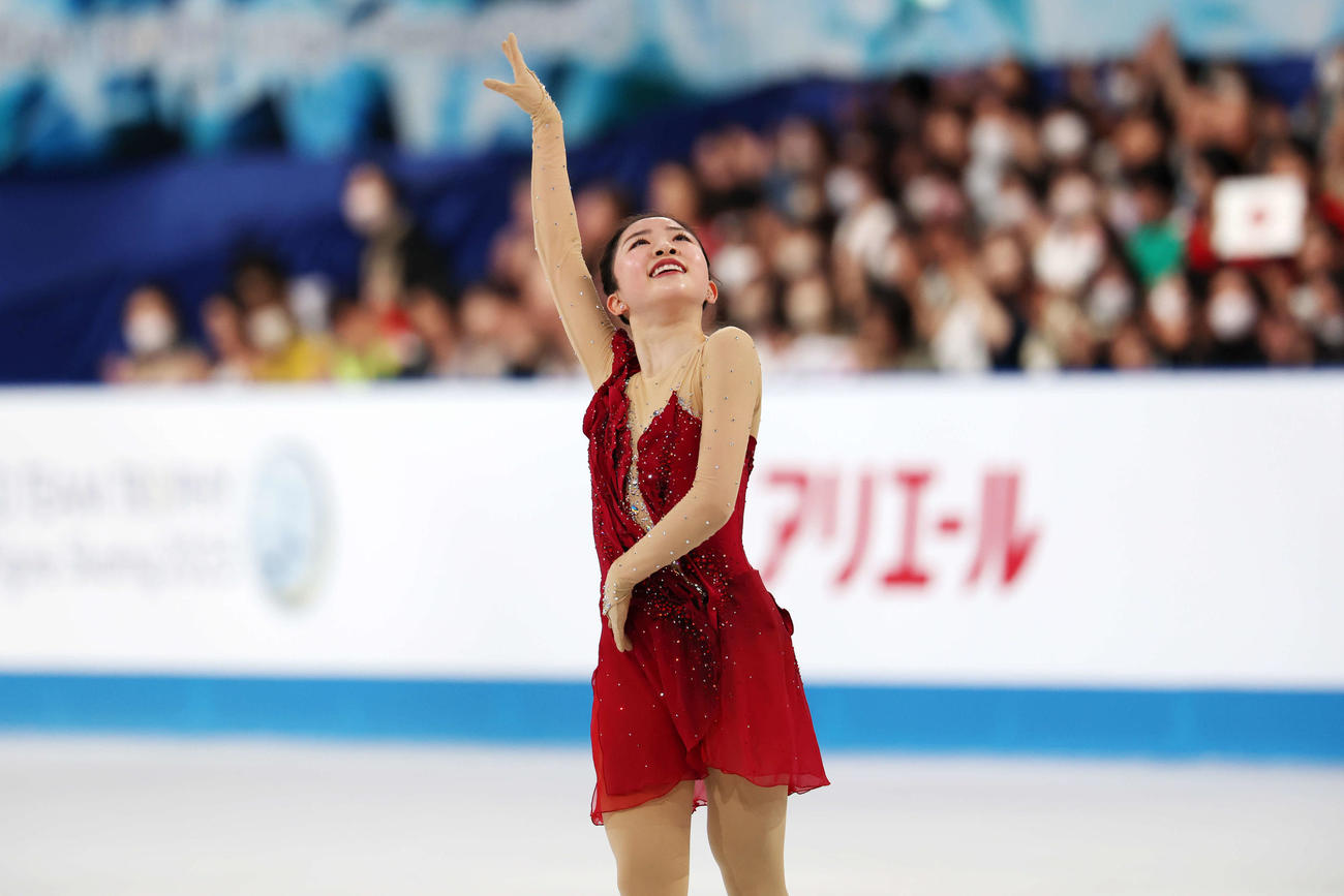 女子フリー　華麗な演技を披露する千葉（撮影・宮地輝）