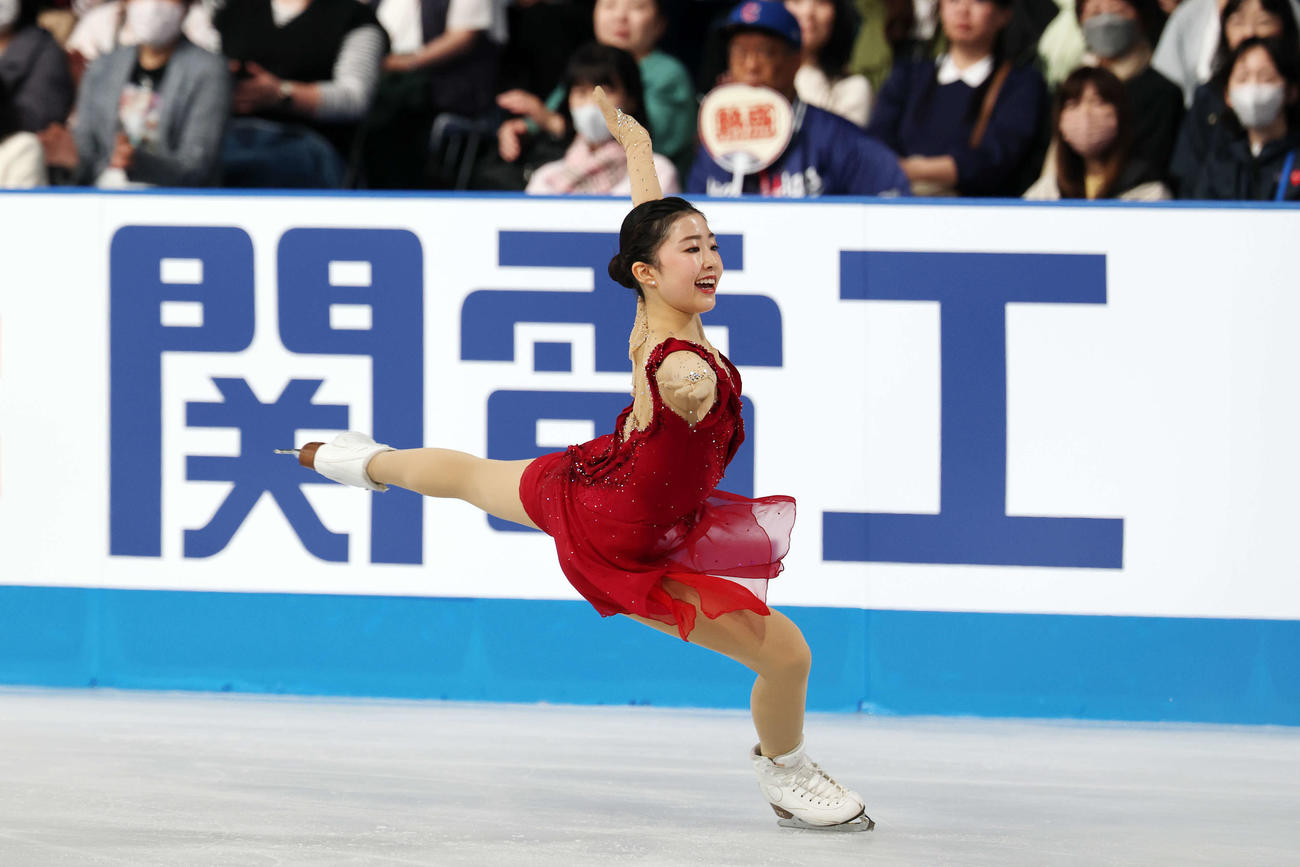 女子フリー　華麗な演技を披露する千葉（撮影・宮地輝）