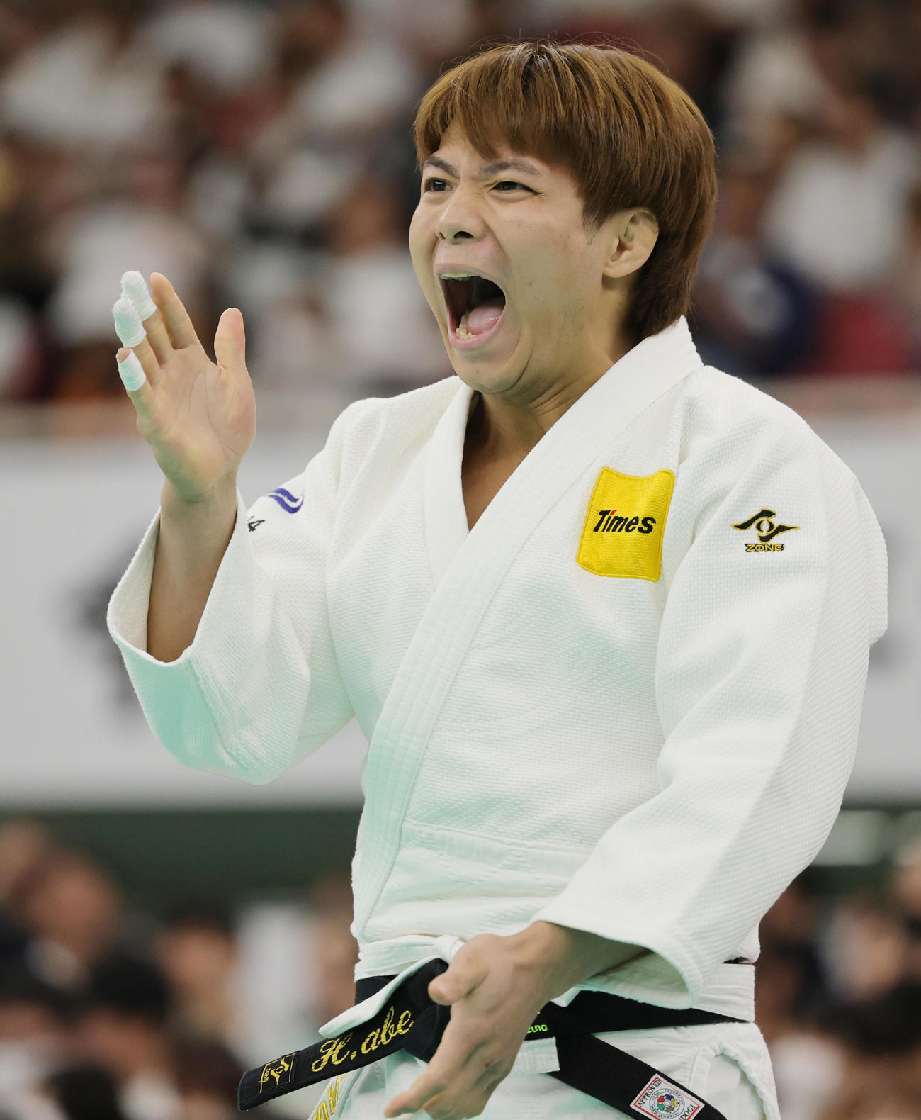 1回戦を前に気合の表情の阿部一二三（撮影・野上伸悟）