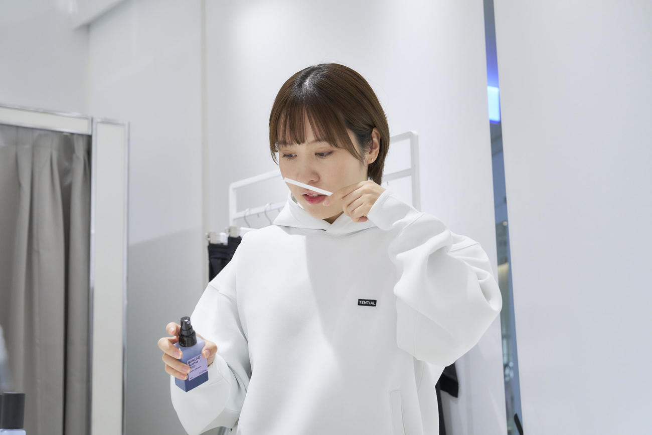 TENTIAL表参道ヒルズPOPUPオープン初日、記念イベントで来店した平野美宇（同社提供）