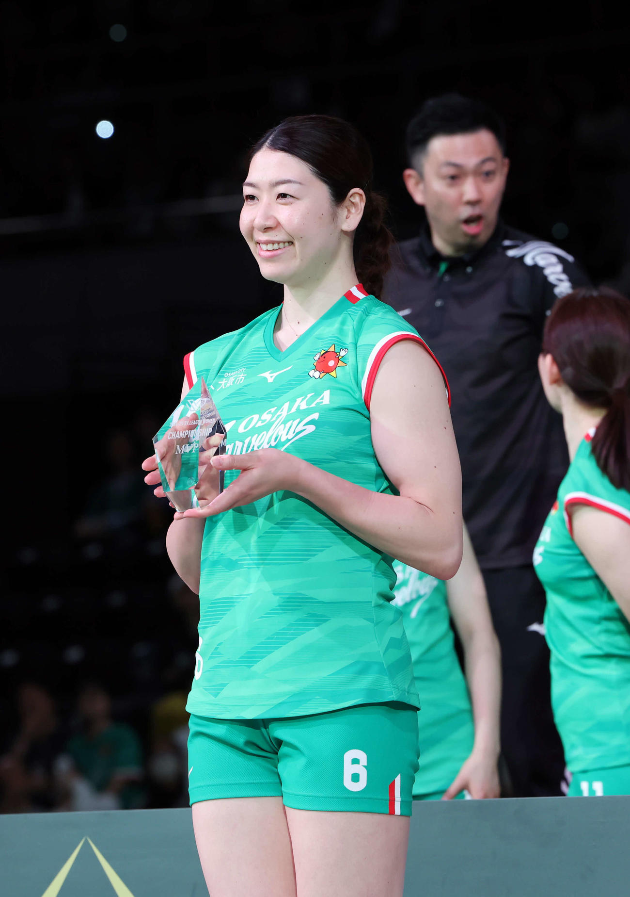 SVリーグ女子チャンピオンシップファイナル　ゲーム2　大阪M対NEC川崎　大阪Mの田中瑞稀はチャンピオンシップファイナルのMVPに輝く（撮影・山本朝陽）