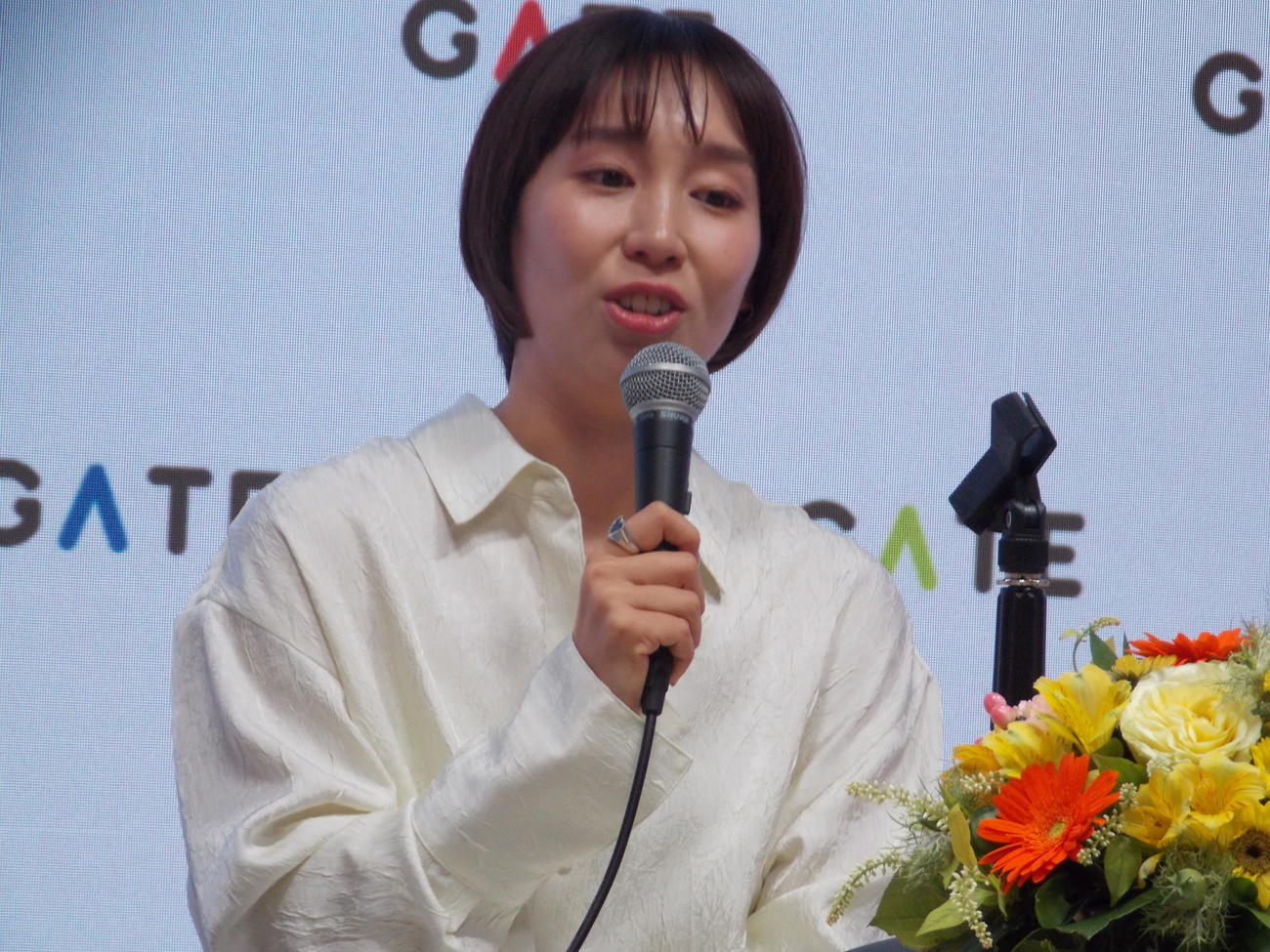25～26年シーズン限りでの現役引退を表明し、思いを語る宮崎早織（撮影・松本航）