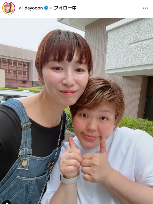 ロンドン五輪銀の杉本美香さん（右）と大友愛の２ショット（インスタグラムから）