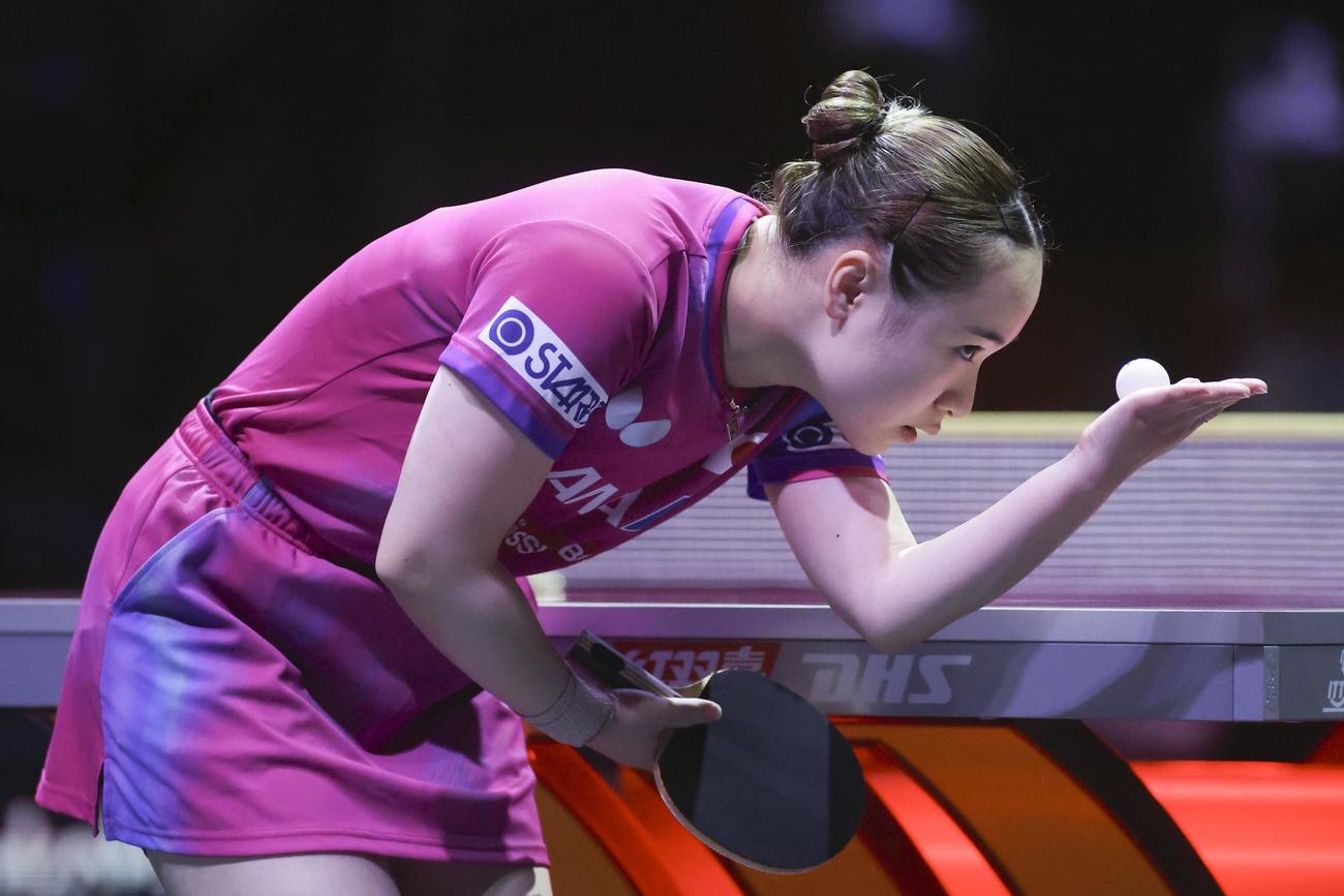 女子シングルス2回戦を突破した伊藤美誠（共同）