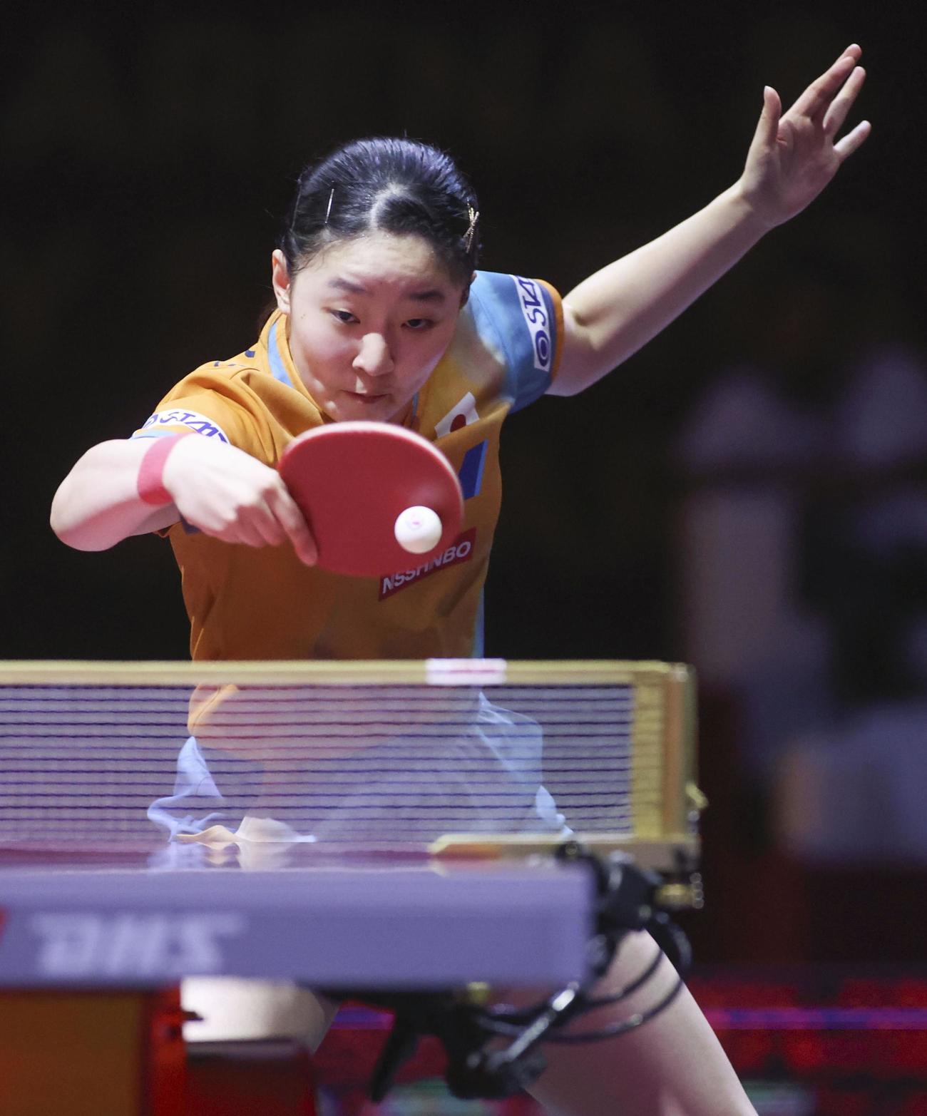 女子シングルス2回戦を突破した張本美和（共同）