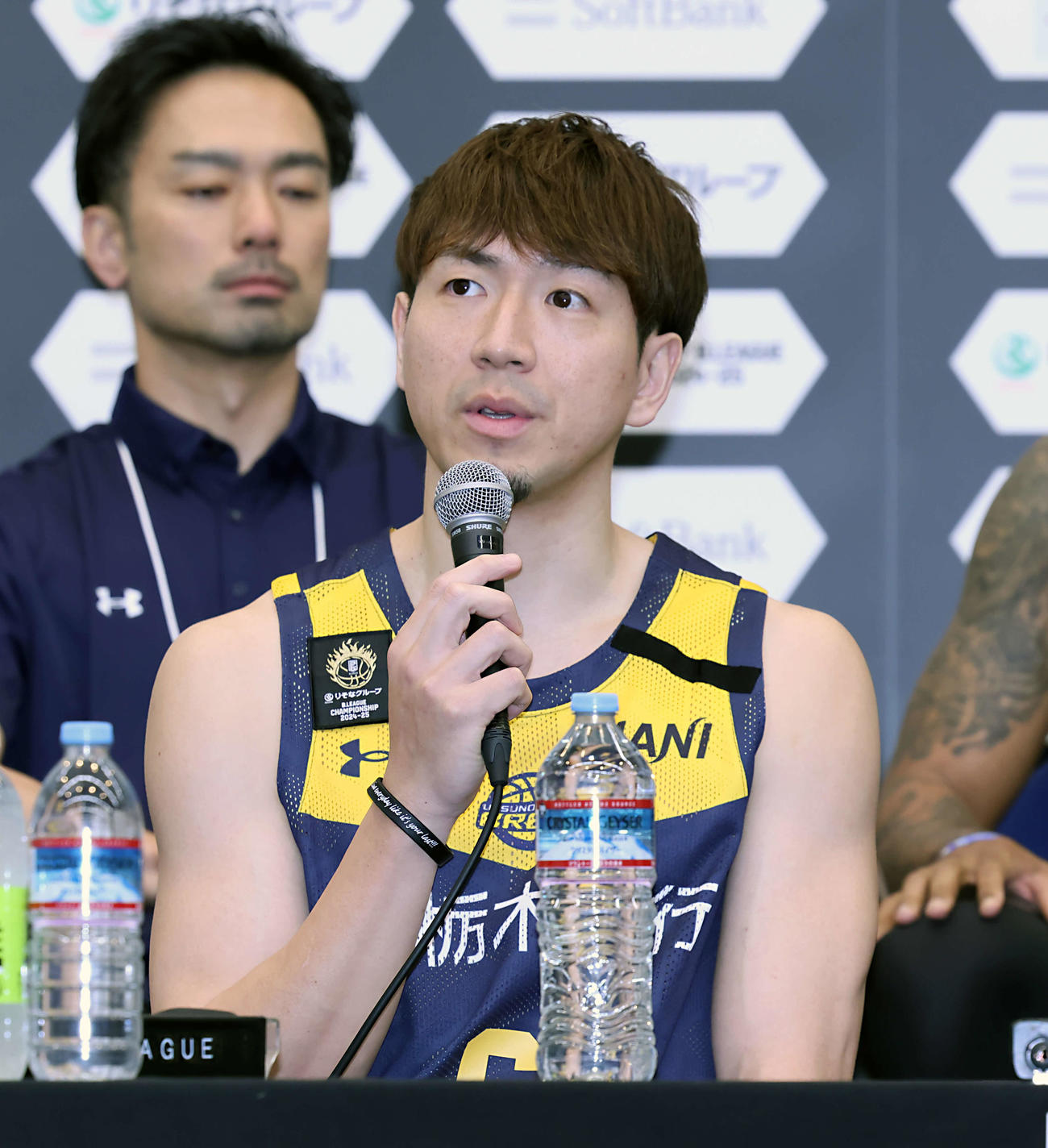Bリーグ　ファイナル　宇都宮対琉球　前日記者会見に臨んだ宇都宮の比江島（撮影・山本朝陽）