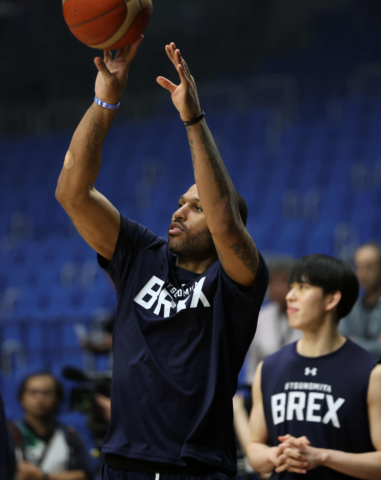 Bリーグ　ファイナル　宇都宮対琉球　宇都宮の前日練習でシュートを放つニュービル（撮影・山本朝陽）