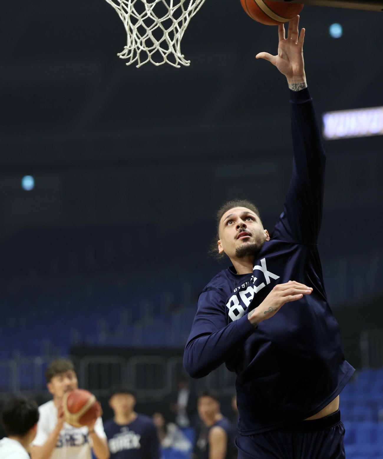 Bリーグ　ファイナル　宇都宮対琉球　宇都宮の前日練習でレイアップを放つフォトゥ（撮影・山本朝陽）