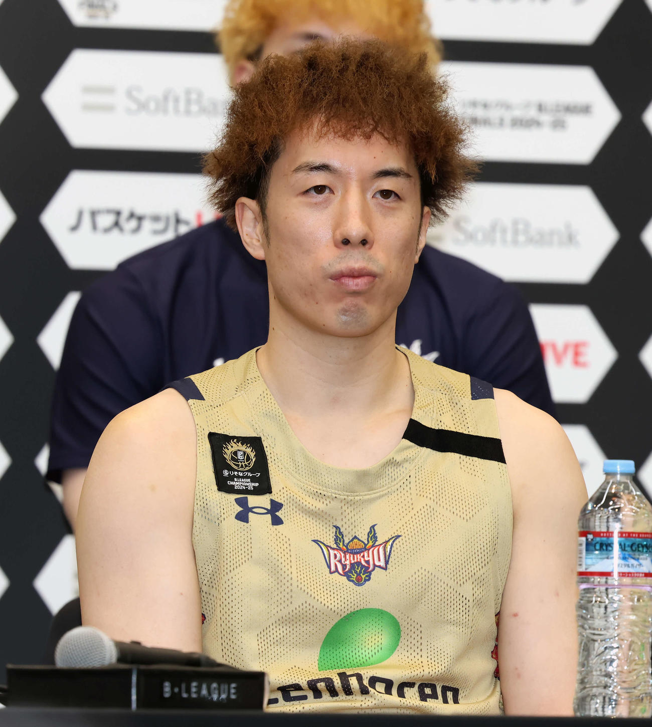Bリーグ　ファイナル　宇都宮対琉球　前日記者会見に臨んだ琉球の小野寺（撮影・山本朝陽）