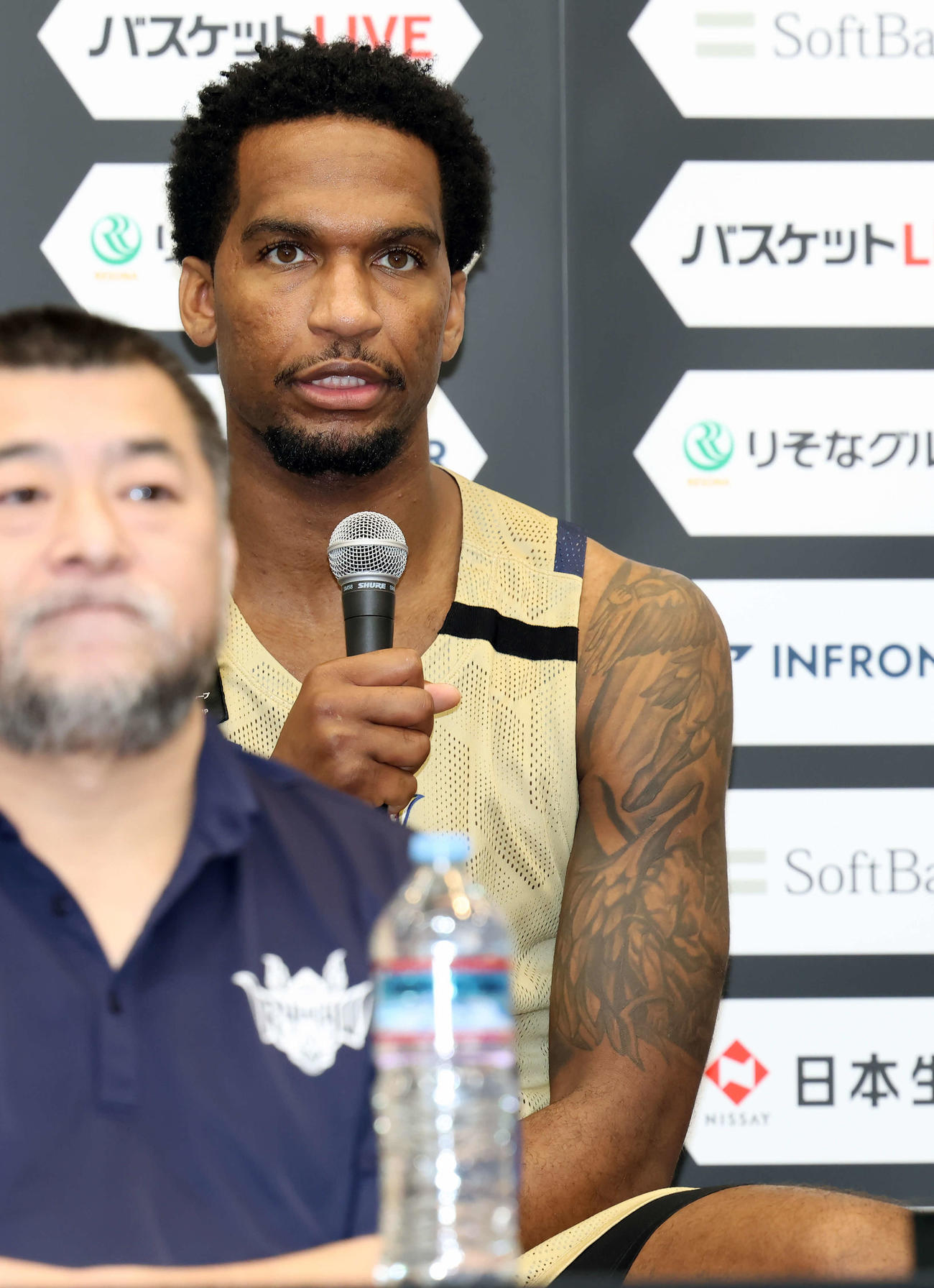 Bリーグ　ファイナル　宇都宮対琉球　前日記者会見に臨んだ琉球のロー（撮影・山本朝陽）