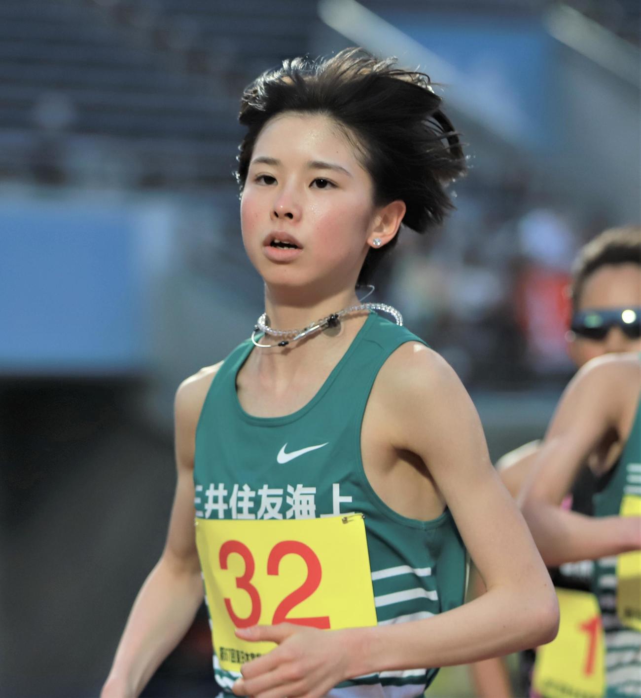 陸上東日本実業団選手権　女子1万メートル決勝に出場した不破（撮影・藤塚大輔）