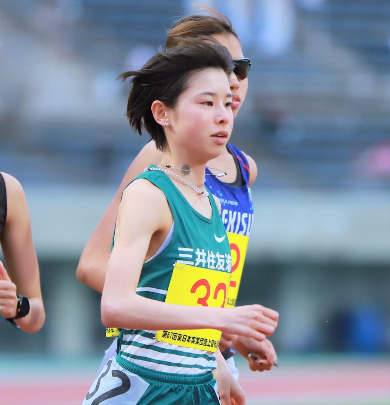 陸上東日本実業団選手権　女子1万メートル決勝に出場した不破（撮影・藤塚大輔）