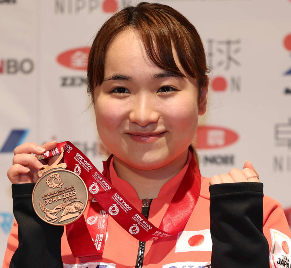銅メダルを獲得した女子シングルス伊藤（撮影・増田悦実）