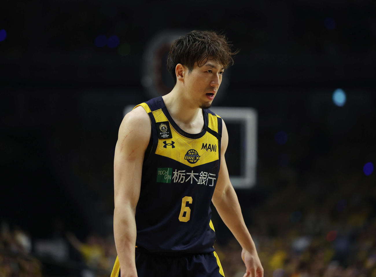 宇都宮対琉球　第4Q、真剣なまなざしを向ける宇都宮比江島（撮影・増田悦実）