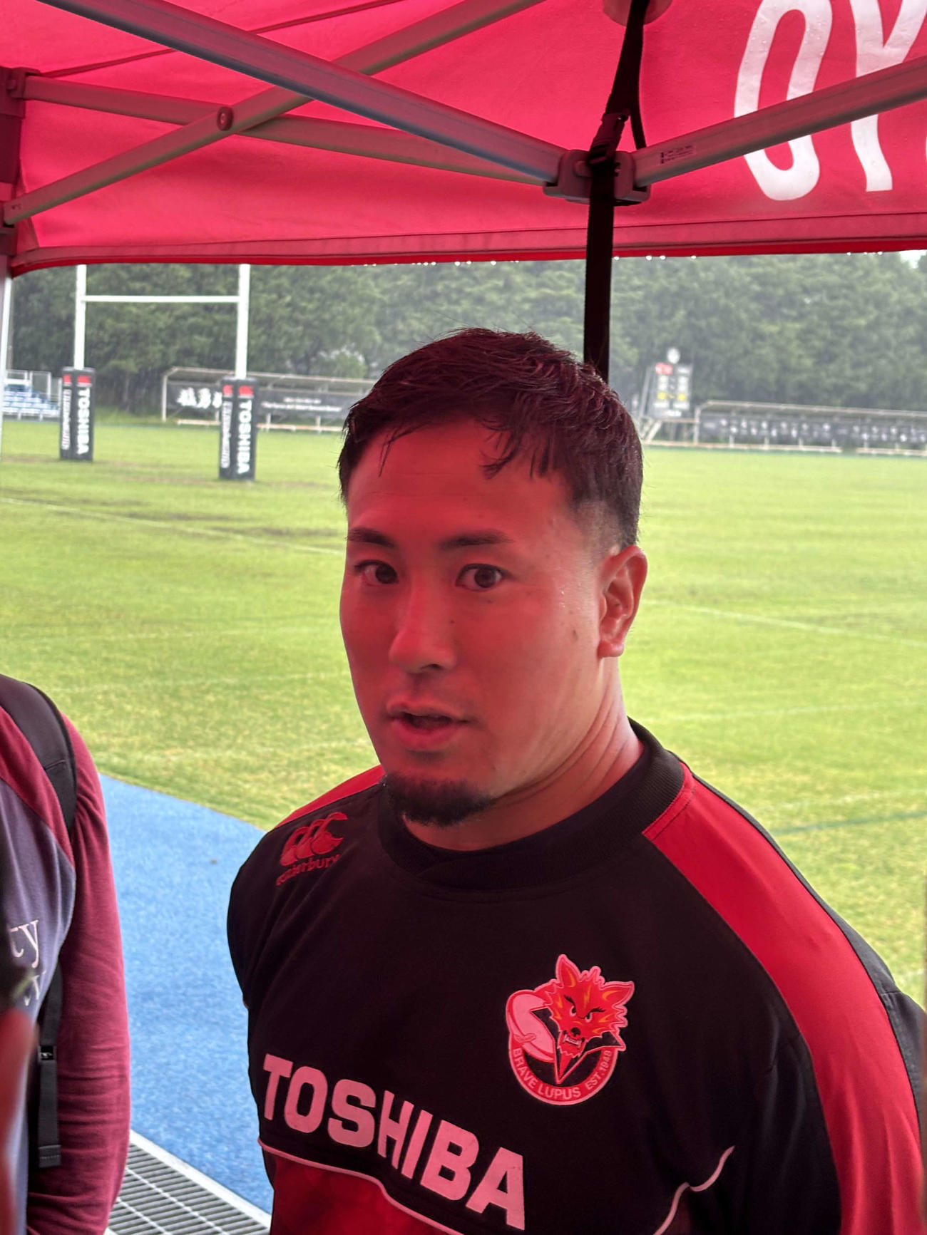 東京ベイとの決勝に向け、思いを語るBL東京FB松永拓朗（撮影・松本航）