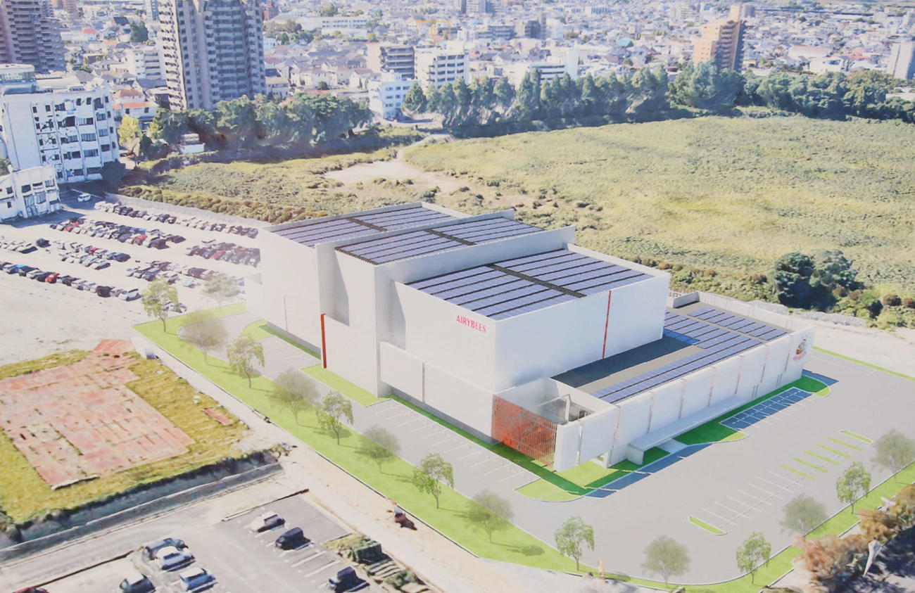 SVデンソー練習用新体育館の完成予想図（北東に臨む俯瞰）（株式会社デンソー提供）