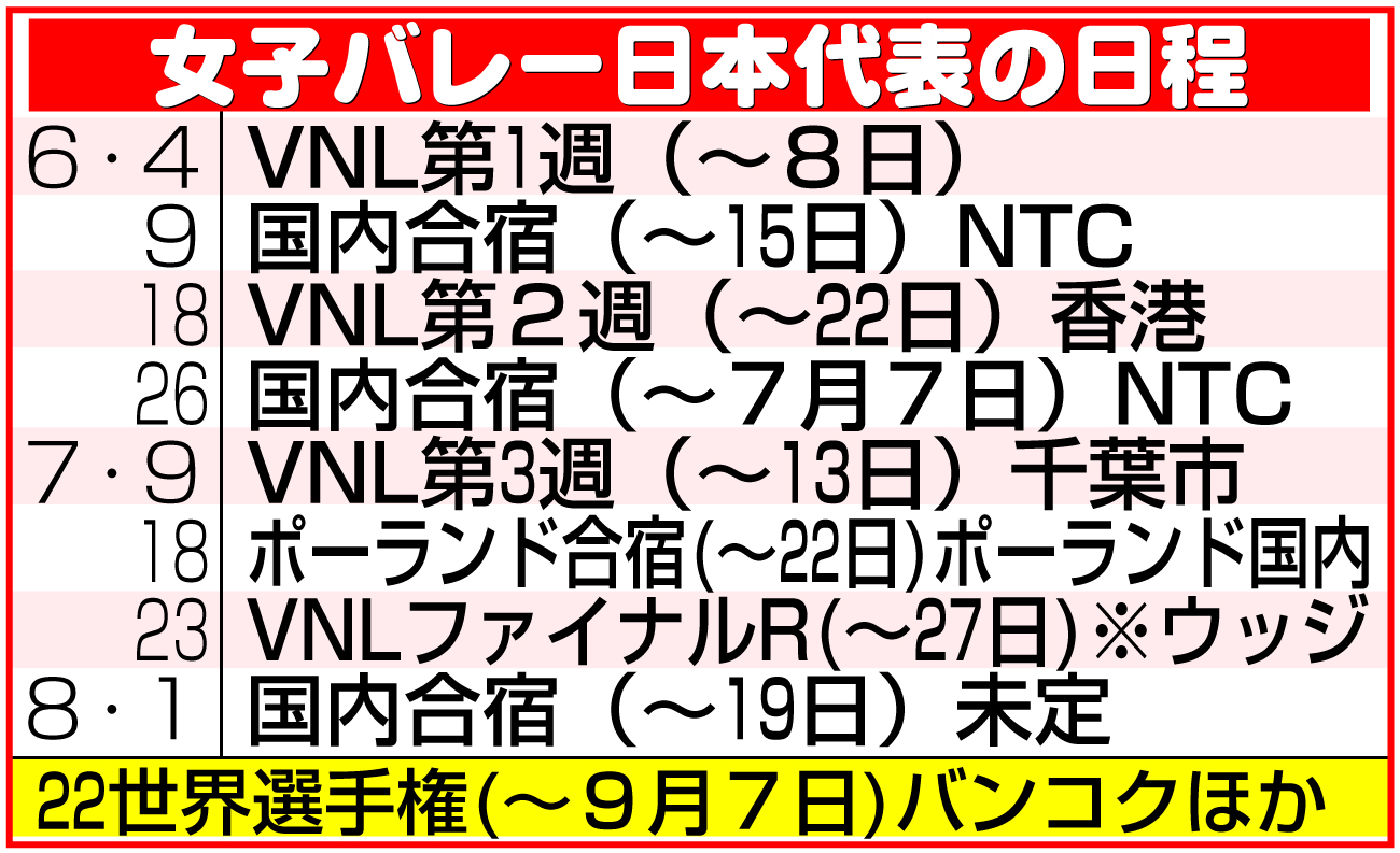 【イラスト】女子バレー日本代表の日程
