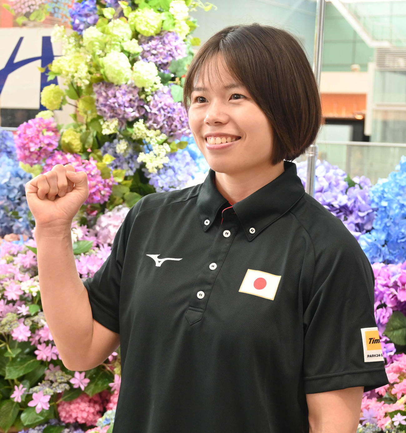 柔道世界選手権へ意気込みを語る女子52キロ級の大森生純（撮影・飯岡大暉）