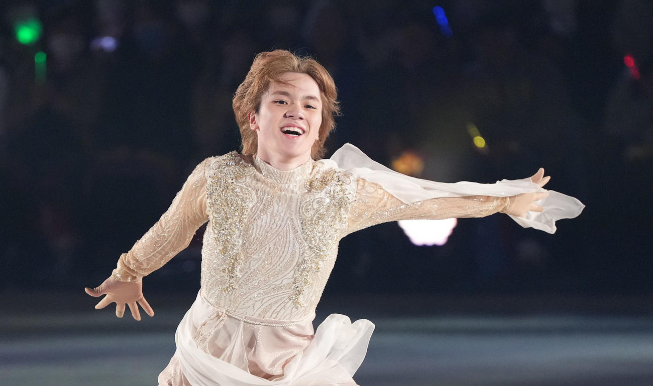 華麗な演技を披露する宇野昌磨さん（撮影・森本幸一）