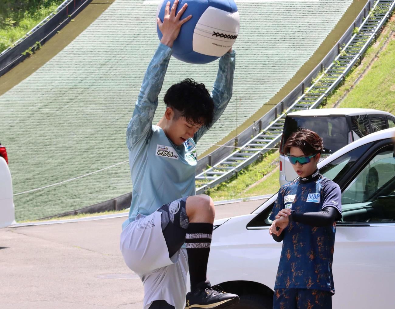 トレーニングする佐藤幸（撮影・保坂果那）