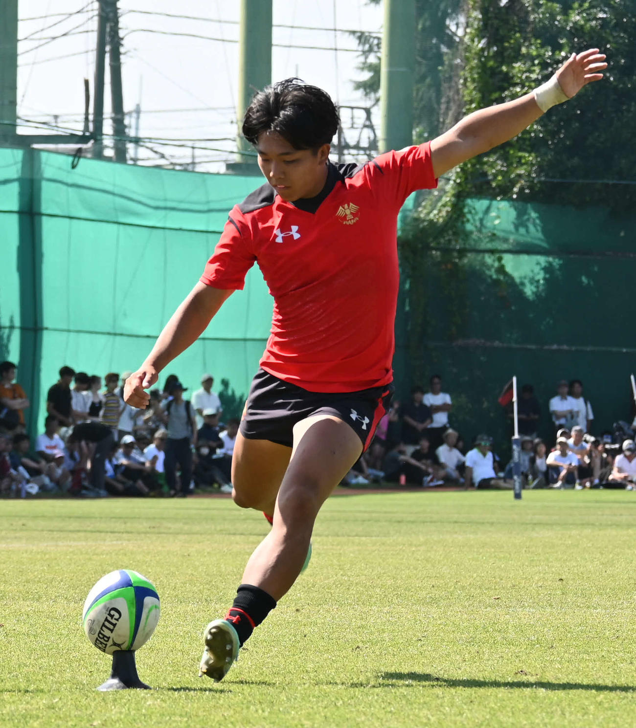 ゴールを決める帝京大1年の吉田琉生（撮影・飯岡大暉）