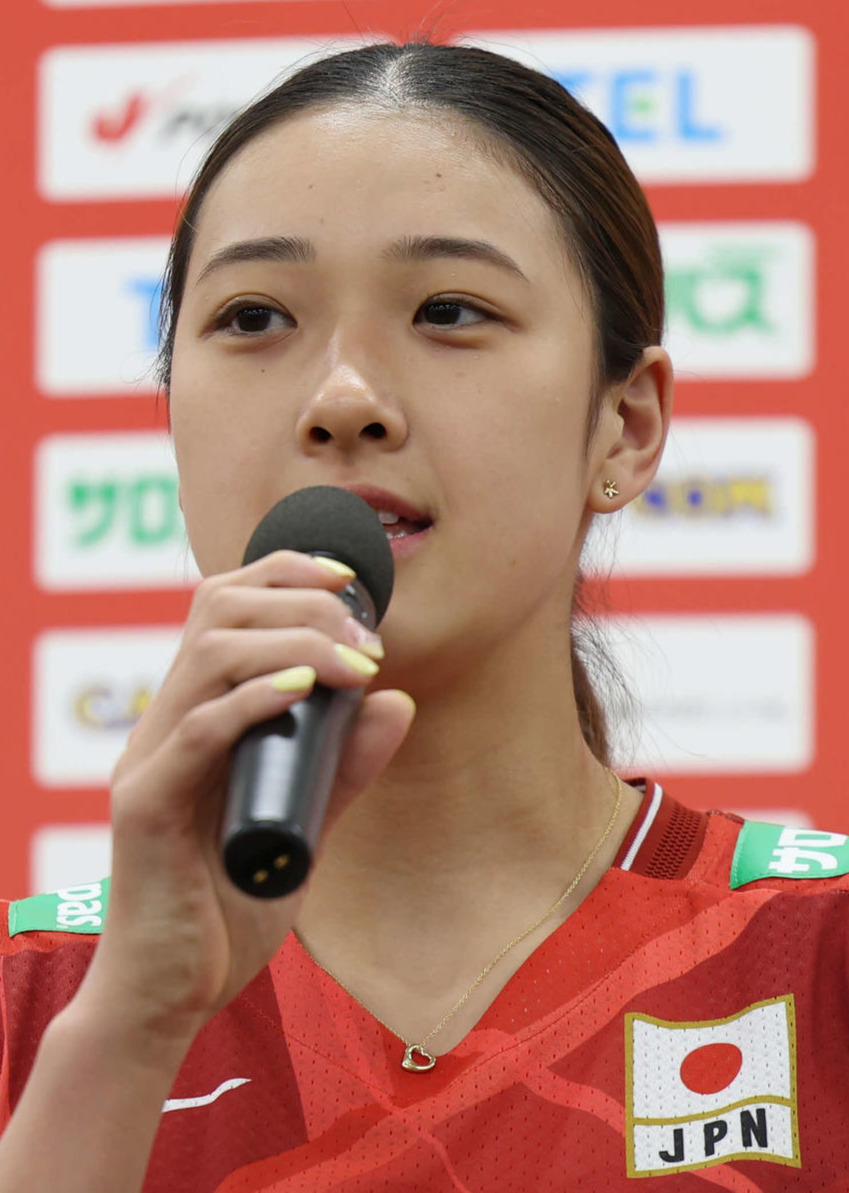 2025年5月　会見で話す佐藤淑乃