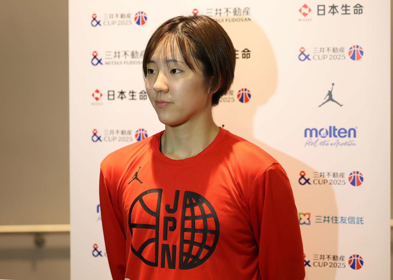 三井不動産カップ2025（東京大会）の前日公開練習後、取材に応じる田中（撮影・増田悦実）