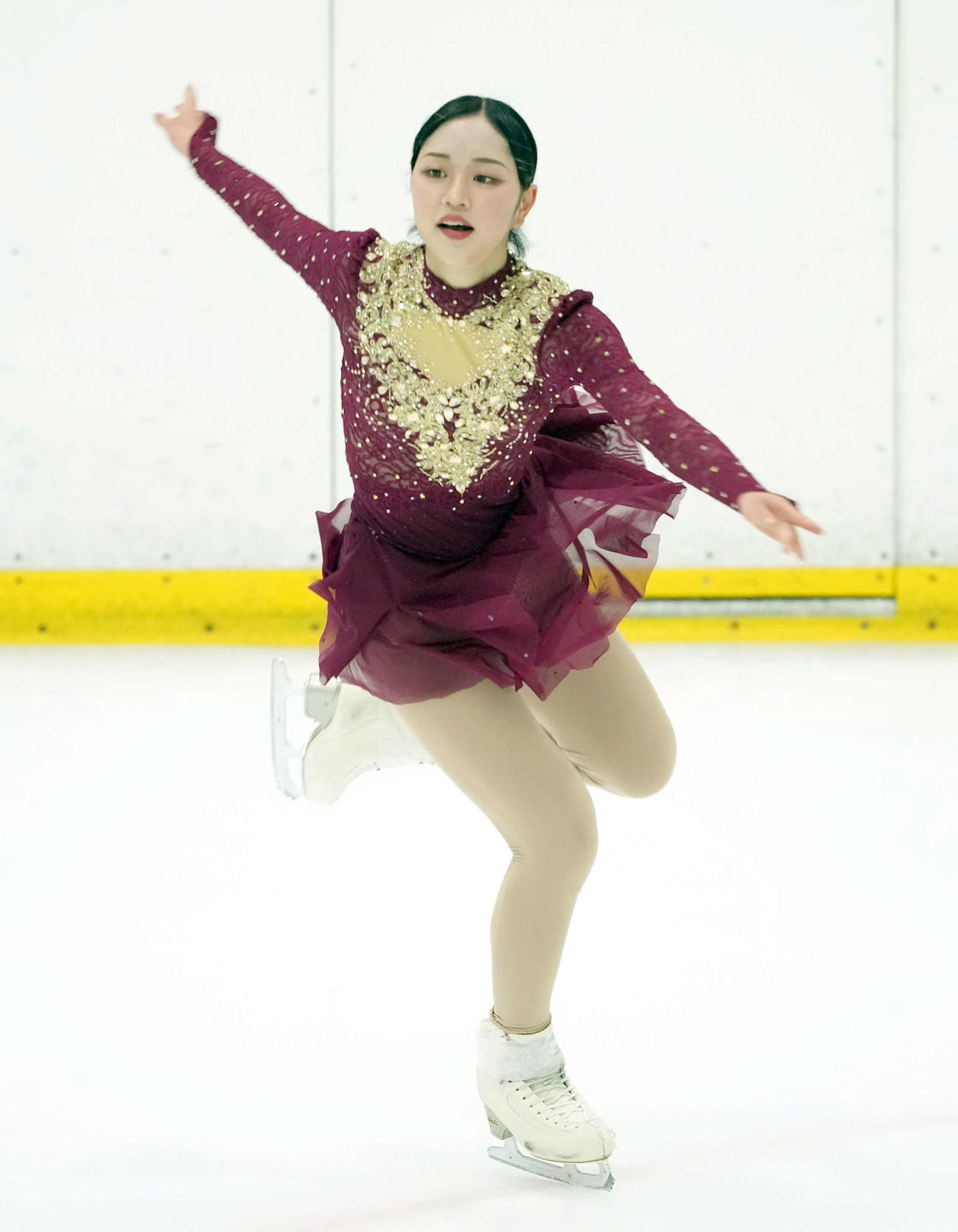 シニア女子　演技中笑顔を見せる江川マリア（撮影・たえ見朱実）