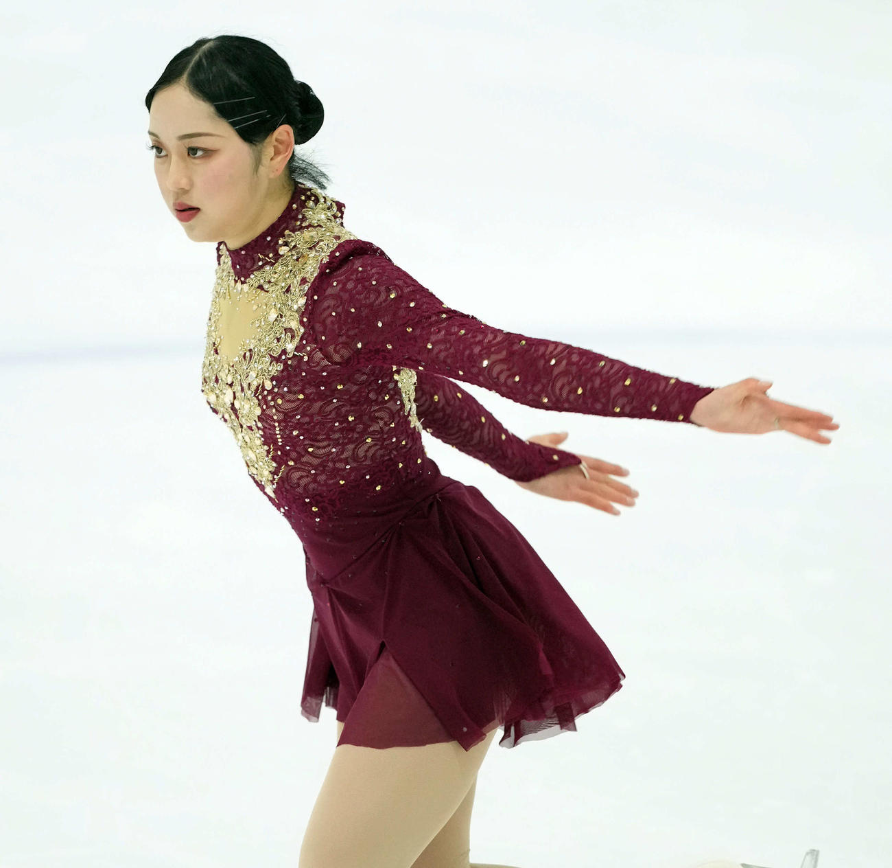シニア女子　フリーの演技を披露する江川マリア（撮影・たえ見朱実）