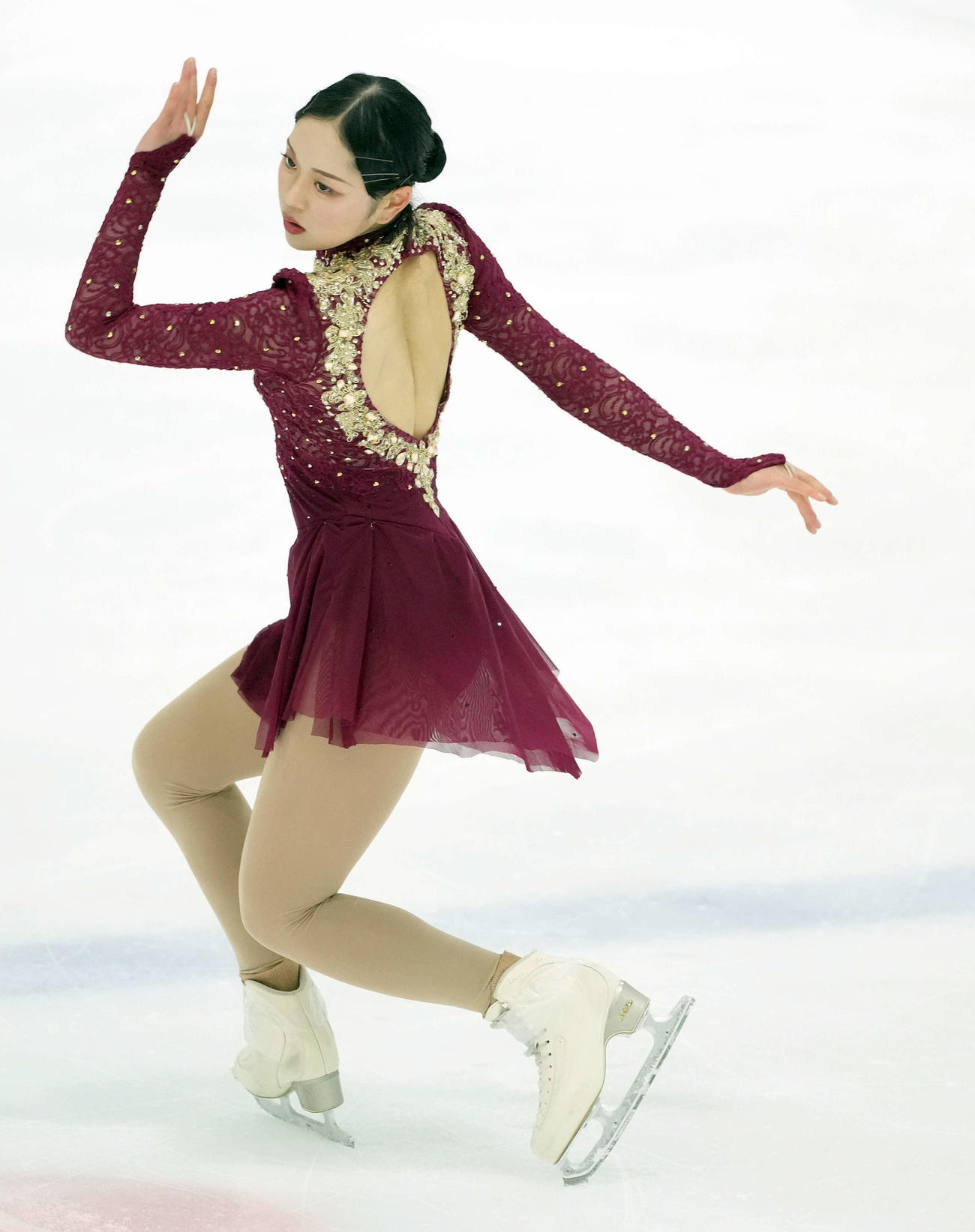 シニア女子　艶っぽい表情で観客を魅了する江川マリア（撮影・たえ見朱実）