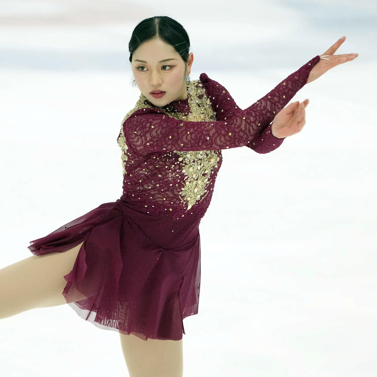 シニア女子　フリーの演技を披露する江川マリア（撮影・たえ見朱実）