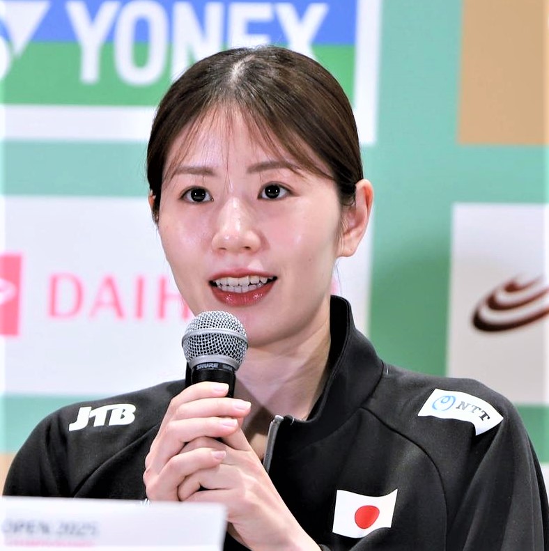 バドミントン女子ダブルスの志田千陽（2025年5月撮影）