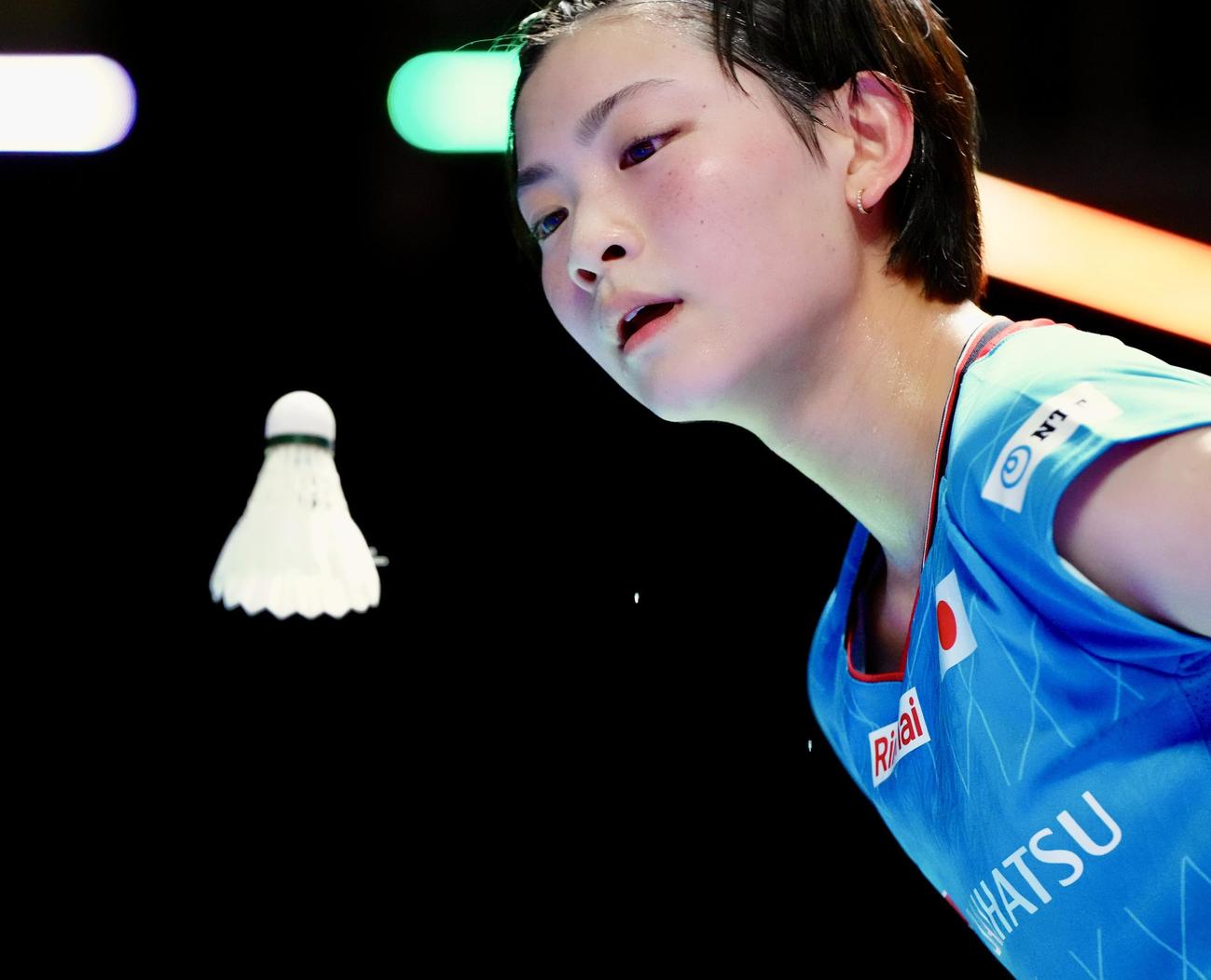 女子シングルス2回戦に臨む宮崎（撮影・江口和貴）
