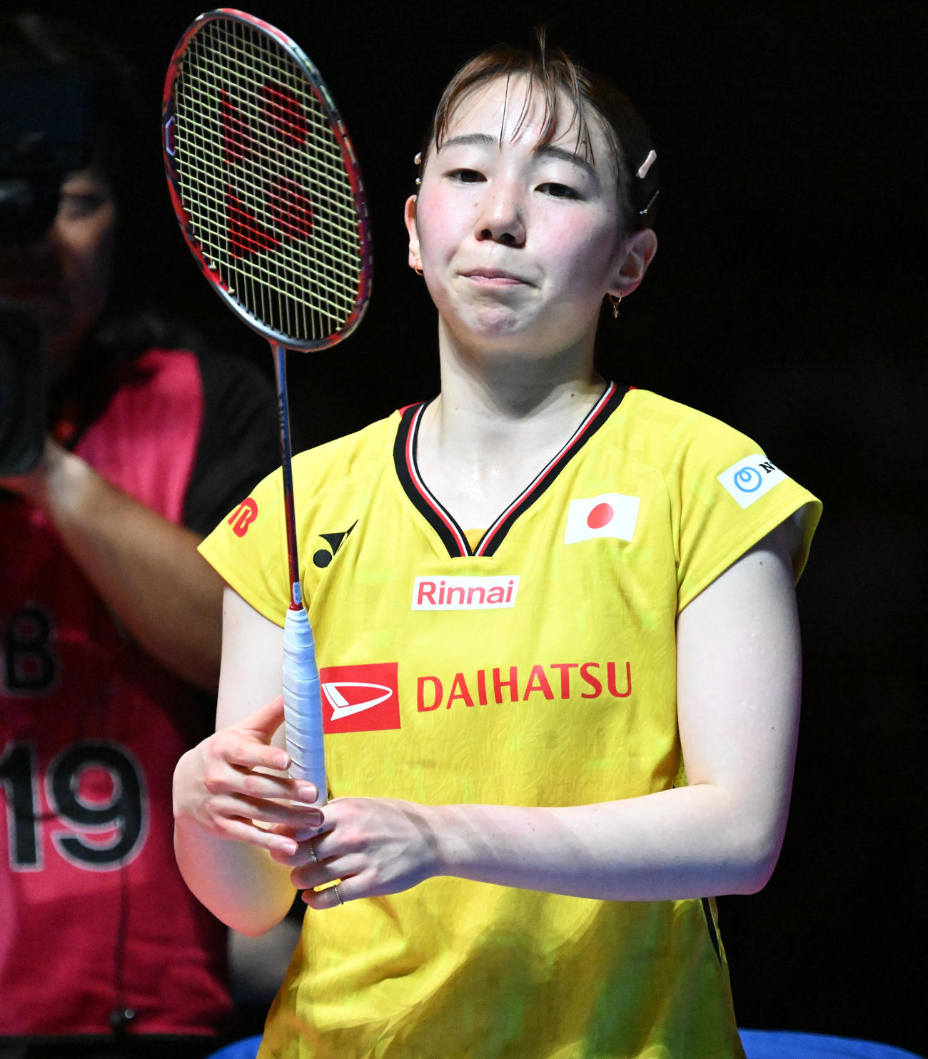 バドミントンジャパンオープン　郡司莉子対アン・セヨン　女子シングルス準決勝で敗退し、決勝進出を逃した郡司莉子（撮影・千葉一成）