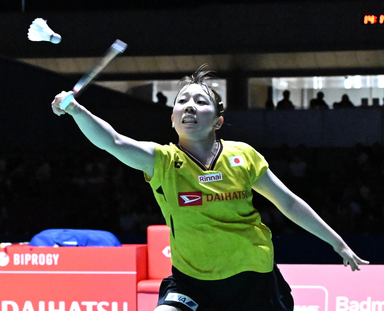バドミントンジャパンオープン　郡司莉子対アン・セヨン　女子シングルス準決勝でプレーする郡司莉子（撮影・千葉一成）