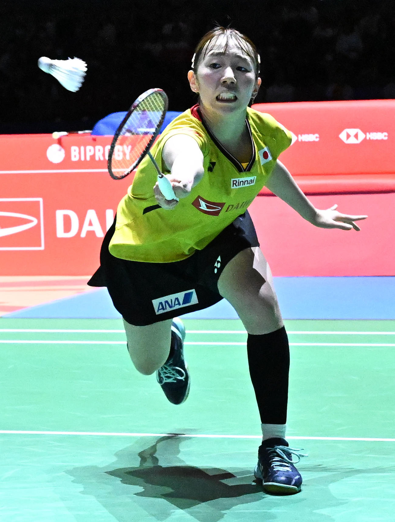 バドミントンジャパンオープン　郡司莉子対アン・セヨン　女子シングルス準決勝でプレーする郡司莉子（撮影・千葉一成）