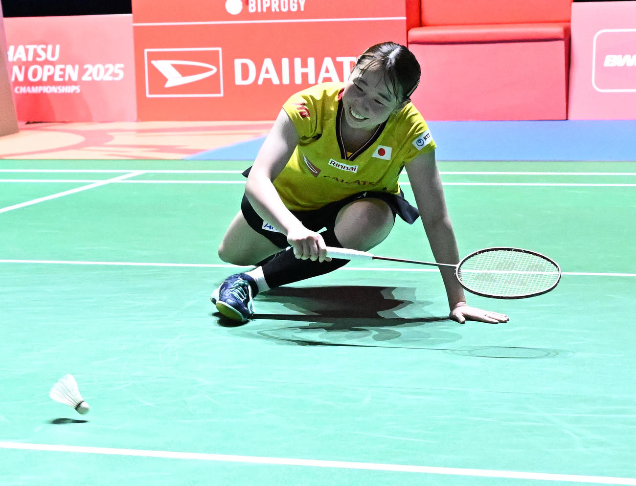 バドミントンジャパンオープン　郡司莉子対アン・セヨン　女子シングルス準決勝で得点を許す郡司莉子（撮影・千葉一成）