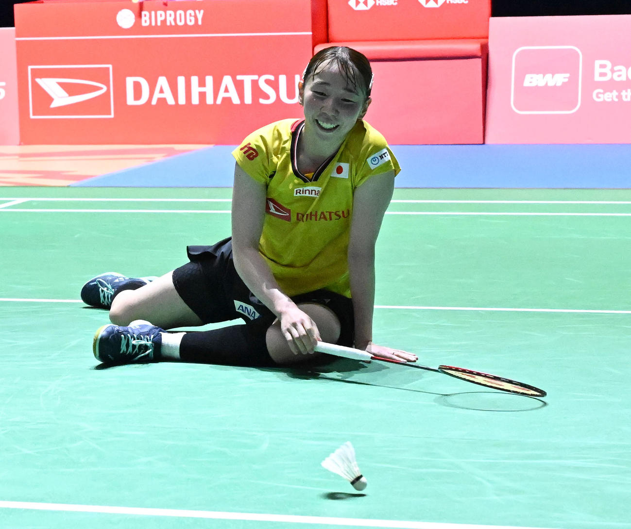 バドミントンジャパンオープン　郡司莉子対アン・セヨン　女子シングルス準決勝で得点を許す郡司莉子（撮影・千葉一成）